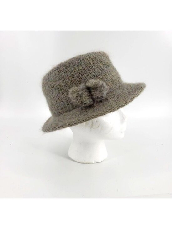 Vtg 80s 90s Mohair Wool Hat With Floral Accent main image 7